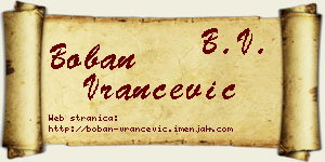 Boban Vrančević vizit kartica